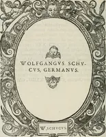 An illustration from Icones, id est, Verae imagines virorum doctrina simul et pietate illustrium, : quorum praecipuè ministerio partim bonarum literarum studia sunt restituta, partim vera religio in variis orbis Christiani regionibus, nostra patrúmque memoria fuit instaurata : additis eorundem vitae & operae descriptionibus, quibus adiectae sunt nonnullae picturae quas emblemata vocant. (1580)