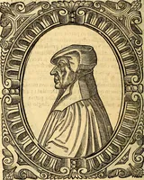 An illustration from Icones, id est verae imagines virorum doctrina simul et pietate illustrium, quorum praecipuè ministerio partim bonarum literarum studia sunt restituta, partim vera religio in variis orbis Christiani regionibus, nostra patrúmque memoria fuit instaurata: additis eorundem vitae & operae descriptionibus, quibus adiectae sunt nonnullae picturae quas emblemata vocant (1580)