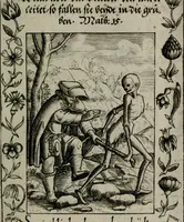 An illustration from Icones mortis : sexaginta imaginibus, totidemq[ue] (1648)