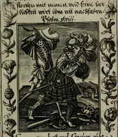 An illustration from Icones mortis : sexaginta imaginibus, totidemq[ue] (1648)