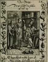 An illustration from Icones mortis : sexaginta imaginibus, totidemq[ue] (1648)