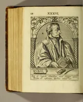 An illustration from Icones quinquaginta virorum illustrium doctrina & eruditione præstantium ad vivum effictæ, : cum eorum vitis (1597)