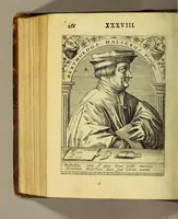 An illustration from Icones quinquaginta virorum illustrium doctrina & eruditione præstantium ad vivum effictæ, : cum eorum vitis (1597)