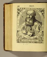 An illustration from Icones quinquaginta virorum illustrium doctrina & eruditione præstantium ad vivum effictæ, : cum eorum vitis (1597)