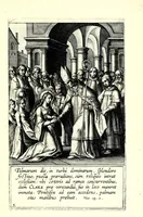An illustration from Icones Sanctae Clarae B. Francisci Assisiatis primigeniae discipulae : vitam, miracula, mortem repraesentantes