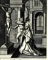 An illustration from Icones Sanctae Clarae B. Francisci Assisiatis primigeniae discipulae : vitam, miracula, mortem repraesentantes