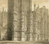 An illustration from Iconography of the west front of Wells cathedral, with an appendix on the sculptures of other medieval churches in England; (1851)