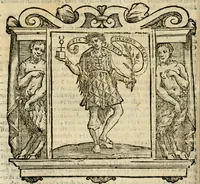 An illustration from Iconologia di Cesare Ripa perugino, cavre. de sti. Mauritio, e Lazzaro : nella quale si descriuono diuerse imagini di virtù, vitij, affetti, passioni humane, arti, discipline, humori, elementi, corpi celesti, prouincie d'Italia, fiumi, tutte le parti del mondo, ed altere infinite materie : opera vtile ad oratori, predicatori, poeti, pittori, scultori, disegnatori, e ad ogni studioso .. (1613)
