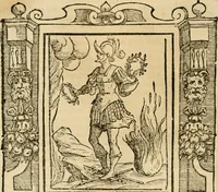 An illustration from Iconologia di Cesare Ripa perugino, cavre. de sti. Mauritio, e Lazzaro : nella quale si descriuono diuerse imagini di virtù, vitij, affetti, passioni humane, arti, discipline, humori, elementi, corpi celesti, prouincie d'Italia, fiumi, tutte le parti del mondo, ed altere infinite materie : opera vtile ad oratori, predicatori, poeti, pittori, scultori, disegnatori, e ad ogni studioso .. (1613)