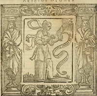 An illustration from Iconologia di Cesare Ripa perugino, cavre. de sti. Mauritio, e Lazzaro : nella quale si descriuono diuerse imagini di virtù, vitij, affetti, passioni humane, arti, discipline, humori, elementi, corpi celesti, prouincie d'Italia, fiumi, tutte le parti del mondo, ed altere infinite materie : opera vtile ad oratori, predicatori, poeti, pittori, scultori, disegnatori, e ad ogni studioso .. (1613)