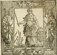 An illustration from Iconologia di Cesare Ripa perugino, cavre. de sti. Mauritio, e Lazzaro : nella quale si descriuono diuerse imagini di virtù, vitij, affetti, passioni humane, arti, discipline, humori, elementi, corpi celesti, prouincie d'Italia, fiumi, tutte le parti del mondo, ed altere infinite materie : opera vtile ad oratori, predicatori, poeti, pittori, scultori, disegnatori, e ad ogni studioso .. (1613)