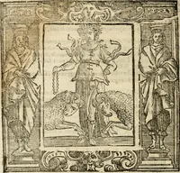 An illustration from Iconologia di Cesare Ripa perugino, cavre. de sti. Mauritio, e Lazzaro : nella quale si descriuono diuerse imagini di virtù, vitij, affetti, passioni humane, arti, discipline, humori, elementi, corpi celesti, prouincie d'Italia, fiumi, tutte le parti del mondo, ed altere infinite materie : opera vtile ad oratori, predicatori, poeti, pittori, scultori, disegnatori, e ad ogni studioso .. (1613)