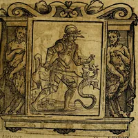 An illustration from Iconologia di Cesare Ripa Perugina ... Nella quale si descrivono diverse imagini di virtù, vitij, affetti, passioni humane, arti discipline, humori, elementi, corpi celesti, prouincie d'Italia, fiumi, tutte le parti del mondo, ed altre infinite materie. Opera utile ad oratori, predicatori, poeti pittori, sculptori, disegnatori, e ad ogni studioso, per inuentar concetti, emblemi, ed imprese, per diuisare qualsiuoglia appatato nuttiale, funerale, trionfale. Per rappresentar poemi drammatici, e per figurare co'suoi propij simboli ciò, che può cadere in pensiero humano. Ampliata ultimamente dallo stresso autore di CC. imagini, e erricchita di molti discorsi pieni di varia eruditione .. (1613)