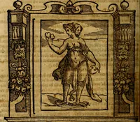 An illustration from Iconologia di Cesare Ripa Perugina ... Nella quale si descrivono diverse imagini di virtù, vitij, affetti, passioni humane, arti discipline, humori, elementi, corpi celesti, prouincie d'Italia, fiumi, tutte le parti del mondo, ed altre infinite materie. Opera utile ad oratori, predicatori, poeti pittori, sculptori, disegnatori, e ad ogni studioso, per inuentar concetti, emblemi, ed imprese, per diuisare qualsiuoglia appatato nuttiale, funerale, trionfale. Per rappresentar poemi drammatici, e per figurare co'suoi propij simboli ciò, che può cadere in pensiero humano. Ampliata ultimamente dallo stresso autore di CC. imagini, e erricchita di molti discorsi pieni di varia eruditione .. (1613)
