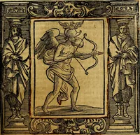 An illustration from Iconologia di Cesare Ripa Perugina ... Nella quale si descrivono diverse imagini di virtù, vitij, affetti, passioni humane, arti discipline, humori, elementi, corpi celesti, prouincie d'Italia, fiumi, tutte le parti del mondo, ed altre infinite materie. Opera utile ad oratori, predicatori, poeti pittori, sculptori, disegnatori, e ad ogni studioso, per inuentar concetti, emblemi, ed imprese, per diuisare qualsiuoglia appatato nuttiale, funerale, trionfale. Per rappresentar poemi drammatici, e per figurare co'suoi propij simboli ciò, che può cadere in pensiero humano. Ampliata ultimamente dallo stresso autore di CC. imagini, e erricchita di molti discorsi pieni di varia eruditione .. (1613)