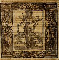 An illustration from Iconologia di Cesare Ripa Perugina ... Nella quale si descrivono diverse imagini di virtù, vitij, affetti, passioni humane, arti discipline, humori, elementi, corpi celesti, prouincie d'Italia, fiumi, tutte le parti del mondo, ed altre infinite materie. Opera utile ad oratori, predicatori, poeti pittori, sculptori, disegnatori, e ad ogni studioso, per inuentar concetti, emblemi, ed imprese, per diuisare qualsiuoglia appatato nuttiale, funerale, trionfale. Per rappresentar poemi drammatici, e per figurare co'suoi propij simboli ciò, che può cadere in pensiero humano. Ampliata ultimamente dallo stresso autore di CC. imagini, e erricchita di molti discorsi pieni di varia eruditione .. (1613)