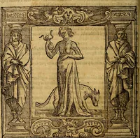 An illustration from Iconologia di Cesare Ripa Perugina ... Nella quale si descrivono diverse imagini di virtù, vitij, affetti, passioni humane, arti discipline, humori, elementi, corpi celesti, prouincie d'Italia, fiumi, tutte le parti del mondo, ed altre infinite materie. Opera utile ad oratori, predicatori, poeti pittori, sculptori, disegnatori, e ad ogni studioso, per inuentar concetti, emblemi, ed imprese, per diuisare qualsiuoglia appatato nuttiale, funerale, trionfale. Per rappresentar poemi drammatici, e per figurare co'suoi propij simboli ciò, che può cadere in pensiero humano. Ampliata ultimamente dallo stresso autore di CC. imagini, e erricchita di molti discorsi pieni di varia eruditione .. (1613)