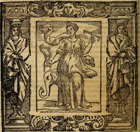 An illustration from Iconologia di Cesare Ripa Perugina ... Nella quale si descrivono diverse imagini di virtù, vitij, affetti, passioni humane, arti discipline, humori, elementi, corpi celesti, prouincie d'Italia, fiumi, tutte le parti del mondo, ed altre infinite materie. Opera utile ad oratori, predicatori, poeti pittori, sculptori, disegnatori, e ad ogni studioso, per inuentar concetti, emblemi, ed imprese, per diuisare qualsiuoglia appatato nuttiale, funerale, trionfale. Per rappresentar poemi drammatici, e per figurare co'suoi propij simboli ciò, che può cadere in pensiero humano. Ampliata ultimamente dallo stresso autore di CC. imagini, e erricchita di molti discorsi pieni di varia eruditione .. (1613)