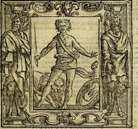 An illustration from Iconologia di Cesare Ripa Perugina ... Nella quale si descrivono diverse imagini di virtù, vitij, affetti, passioni humane, arti discipline, humori, elementi, corpi celesti, prouincie d'Italia, fiumi, tutte le parti del mondo, ed altre infinite materie. Opera utile ad oratori, predicatori, poeti pittori, sculptori, disegnatori, e ad ogni studioso, per inuentar concetti, emblemi, ed imprese, per diuisare qualsiuoglia appatato nuttiale, funerale, trionfale. Per rappresentar poemi drammatici, e per figurare co'suoi propij simboli ciò, che può cadere in pensiero humano. Ampliata ultimamente dallo stresso autore di CC. imagini, e erricchita di molti discorsi pieni di varia eruditione .. (1613)