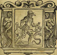 An illustration from Iconologia di Cesare Ripa Perugina ... Nella quale si descrivono diverse imagini di virtù, vitij, affetti, passioni humane, arti discipline, humori, elementi, corpi celesti, prouincie d'Italia, fiumi, tutte le parti del mondo, ed altre infinite materie. Opera utile ad oratori, predicatori, poeti pittori, sculptori, disegnatori, e ad ogni studioso, per inuentar concetti, emblemi, ed imprese, per diuisare qualsiuoglia appatato nuttiale, funerale, trionfale. Per rappresentar poemi drammatici, e per figurare co'suoi propij simboli ciò, che può cadere in pensiero humano. Ampliata ultimamente dallo stresso autore di CC. imagini, e erricchita di molti discorsi pieni di varia eruditione .. (1613)