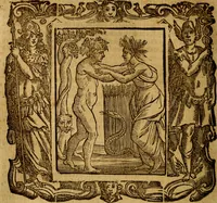 An illustration from Iconologia di Cesare Ripa Perugina ... Nella quale si descrivono diverse imagini di virtù, vitij, affetti, passioni humane, arti discipline, humori, elementi, corpi celesti, prouincie d'Italia, fiumi, tutte le parti del mondo, ed altre infinite materie. Opera utile ad oratori, predicatori, poeti pittori, sculptori, disegnatori, e ad ogni studioso, per inuentar concetti, emblemi, ed imprese, per diuisare qualsiuoglia appatato nuttiale, funerale, trionfale. Per rappresentar poemi drammatici, e per figurare co'suoi propij simboli ciò, che può cadere in pensiero humano. Ampliata ultimamente dallo stresso autore di CC. imagini, e erricchita di molti discorsi pieni di varia eruditione .. (1613)
