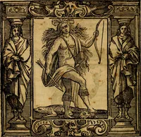 An illustration from Iconologia di Cesare Ripa Perugina ... Nella quale si descrivono diverse imagini di virtù, vitij, affetti, passioni humane, arti discipline, humori, elementi, corpi celesti, prouincie d'Italia, fiumi, tutte le parti del mondo, ed altre infinite materie. Opera utile ad oratori, predicatori, poeti pittori, sculptori, disegnatori, e ad ogni studioso, per inuentar concetti, emblemi, ed imprese, per diuisare qualsiuoglia appatato nuttiale, funerale, trionfale. Per rappresentar poemi drammatici, e per figurare co'suoi propij simboli ciò, che può cadere in pensiero humano. Ampliata ultimamente dallo stresso autore di CC. imagini, e erricchita di molti discorsi pieni di varia eruditione .. (1613)