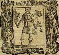 An illustration from Iconologia di Cesare Ripa Perugina ... Nella quale si descrivono diverse imagini di virtù, vitij, affetti, passioni humane, arti discipline, humori, elementi, corpi celesti, prouincie d'Italia, fiumi, tutte le parti del mondo, ed altre infinite materie. Opera utile ad oratori, predicatori, poeti pittori, sculptori, disegnatori, e ad ogni studioso, per inuentar concetti, emblemi, ed imprese, per diuisare qualsiuoglia appatato nuttiale, funerale, trionfale. Per rappresentar poemi drammatici, e per figurare co'suoi propij simboli ciò, che può cadere in pensiero humano. Ampliata ultimamente dallo stresso autore di CC. imagini, e erricchita di molti discorsi pieni di varia eruditione .. (1613)