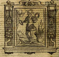 An illustration from Iconologia di Cesare Ripa Perugina ... Nella quale si descrivono diverse imagini di virtù, vitij, affetti, passioni humane, arti discipline, humori, elementi, corpi celesti, prouincie d'Italia, fiumi, tutte le parti del mondo, ed altre infinite materie. Opera utile ad oratori, predicatori, poeti pittori, sculptori, disegnatori, e ad ogni studioso, per inuentar concetti, emblemi, ed imprese, per diuisare qualsiuoglia appatato nuttiale, funerale, trionfale. Per rappresentar poemi drammatici, e per figurare co'suoi propij simboli ciò, che può cadere in pensiero humano. Ampliata ultimamente dallo stresso autore di CC. imagini, e erricchita di molti discorsi pieni di varia eruditione .. (1613)