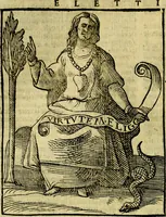 An illustration from Iconologia di Cesare Ripa ... Divisa in tre libri, ne i quali si esprimono varie imagini di virtù, vitij, affetti, passioni humane, arti, discipline, humori, elementi, corpi celesti, prouincie d'Italia, fiumi, & altre materie infinite vtili ad ogni stato di persone (1669)