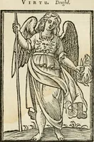 Picture 30 of 189 from Iconologia, of, Uytbeeldingen des verstands : waer in verscheiden afbeeldingen van deughden, ondeughden, genegentheden, menschlijcke hertztochten, konsten, leeringen, sinlijckheden, elementen, hemelsche lichamen, landschappen van Italien, revieren van alle deelen des werrelts, en alle andere ontallijcke stoffen, met hare verklaringen, werden verhandelt : een werck dat dienstigh is, allen reedenaers, poëten, schilders, beeldhouwers, teyckenaers, en alle andere konstbeminders en liefhebbers der geleertheyt en eerlijcke wetenschappen ... (1644), leaf 104