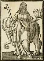 Picture 62 of 189 from Iconologia, of, Uytbeeldingen des verstands : waer in verscheiden afbeeldingen van deughden, ondeughden, genegentheden, menschlijcke hertztochten, konsten, leeringen, sinlijckheden, elementen, hemelsche lichamen, landschappen van Italien, revieren van alle deelen des werrelts, en alle andere ontallijcke stoffen, met hare verklaringen, werden verhandelt : een werck dat dienstigh is, allen reedenaers, poëten, schilders, beeldhouwers, teyckenaers, en alle andere konstbeminders en liefhebbers der geleertheyt en eerlijcke wetenschappen ... (1644), leaf 193