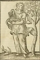 An illustration from Iconologia, of, Uytbeeldingen des verstands : waer in verscheiden afbeeldingen van deughden, ondeughden, genegentheden, menschlijcke hertztochten, konsten, leeringen, sinlijckheden, elementen, hemelsche lichamen, landschappen van Italien, revieren van alle deelen des werrelts, en alle andere ontallijcke stoffen, met hare verklaringen, werden verhandelt : een werck dat dienstigh is, allen reedenaers, poëten, schilders, beeldhouwers, teyckenaers, en alle andere konstbeminders en liefhebbers der geleertheyt en eerlijcke wetenschappen ... (1644)