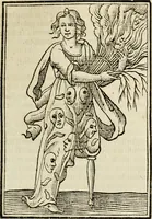 An illustration from Iconologia, of, Uytbeeldingen des verstands : waer in verscheiden afbeeldingen van deughden, ondeughden, genegentheden, menschlijcke hertztochten, konsten, leeringen, sinlijckheden, elementen, hemelsche lichamen, landschappen van Italien, revieren van alle deelen des werrelts, en alle andere ontallijcke stoffen, met hare verklaringen, werden verhandelt : een werck dat dienstigh is, allen reedenaers, poëten, schilders, beeldhouwers, teyckenaers, en alle andere konstbeminders en liefhebbers der geleertheyt en eerlijcke wetenschappen ... (1644)