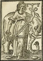 Picture 104 of 189 from Iconologia, of, Uytbeeldingen des verstands : waer in verscheiden afbeeldingen van deughden, ondeughden, genegentheden, menschlijcke hertztochten, konsten, leeringen, sinlijckheden, elementen, hemelsche lichamen, landschappen van Italien, revieren van alle deelen des werrelts, en alle andere ontallijcke stoffen, met hare verklaringen, werden verhandelt : een werck dat dienstigh is, allen reedenaers, poëten, schilders, beeldhouwers, teyckenaers, en alle andere konstbeminders en liefhebbers der geleertheyt en eerlijcke wetenschappen ... (1644), leaf 338