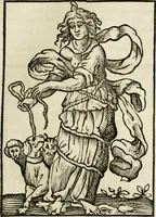 Picture 122 of 189 from Iconologia, of, Uytbeeldingen des verstands : waer in verscheiden afbeeldingen van deughden, ondeughden, genegentheden, menschlijcke hertztochten, konsten, leeringen, sinlijckheden, elementen, hemelsche lichamen, landschappen van Italien, revieren van alle deelen des werrelts, en alle andere ontallijcke stoffen, met hare verklaringen, werden verhandelt : een werck dat dienstigh is, allen reedenaers, poëten, schilders, beeldhouwers, teyckenaers, en alle andere konstbeminders en liefhebbers der geleertheyt en eerlijcke wetenschappen ... (1644), leaf 420
