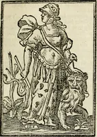Picture 129 of 189 from Iconologia, of, Uytbeeldingen des verstands : waer in verscheiden afbeeldingen van deughden, ondeughden, genegentheden, menschlijcke hertztochten, konsten, leeringen, sinlijckheden, elementen, hemelsche lichamen, landschappen van Italien, revieren van alle deelen des werrelts, en alle andere ontallijcke stoffen, met hare verklaringen, werden verhandelt : een werck dat dienstigh is, allen reedenaers, poëten, schilders, beeldhouwers, teyckenaers, en alle andere konstbeminders en liefhebbers der geleertheyt en eerlijcke wetenschappen ... (1644), leaf 458
