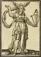 An illustration from Iconologia, of, Uytbeeldingen des verstands : waer in verscheiden afbeeldingen van deughden, ondeughden, genegentheden, menschlijcke hertztochten, konsten, leeringen, sinlijckheden, elementen, hemelsche lichamen, landschappen van Italien, revieren van alle deelen des werrelts, en alle andere ontallijcke stoffen, met hare verklaringen, werden verhandelt : een werck dat dienstigh is, allen reedenaers, poëten, schilders, beeldhouwers, teyckenaers, en alle andere konstbeminders en liefhebbers der geleertheyt en eerlijcke wetenschappen ... (1644)