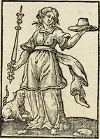 An illustration from Iconologia, of, Uytbeeldingen des verstands : waer in verscheiden afbeeldingen van deughden, ondeughden, genegentheden, menschlijcke hertztochten, konsten, leeringen, sinlijckheden, elementen, hemelsche lichamen, landschappen van Italien, revieren van alle deelen des werrelts, en alle andere ontallijcke stoffen, met hare verklaringen, werden verhandelt : een werck dat dienstigh is, allen reedenaers, poëten, schilders, beeldhouwers, teyckenaers, en alle andere konstbeminders en liefhebbers der geleertheyt en eerlijcke wetenschappen ... (1644)
