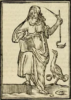 An illustration from Iconologia, of, Uytbeeldingen des verstands : waer in verscheiden afbeeldingen van deughden, ondeughden, genegentheden, menschlijcke hertztochten, konsten, leeringen, sinlijckheden, elementen, hemelsche lichamen, landschappen van Italien, revieren van alle deelen des werrelts, en alle andere ontallijcke stoffen, met hare verklaringen, werden verhandelt : een werck dat dienstigh is, allen reedenaers, poëten, schilders, beeldhouwers, teyckenaers, en alle andere konstbeminders en liefhebbers der geleertheyt en eerlijcke wetenschappen ... (1644)