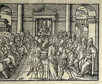 An illustration from Ierusalem, vetustissima illa et celeberrima totius mundi ciuitas : ex sacris literis et approbatis historicis ad unguem descripta : una cum orthodoxis figurae ac ueritatis explicationibus, iuxta scripturarum Veteris ac Noui Testamenti accuratam collationem : ac quaenam huius urbis, templique & omnium aliorum, tam intra quàm extra moenia locorum atque gestorum mystica sit repraesentatio : quid etiam peregrina propria nomina in tota passim histoira commemorata, signifcent at[que] denotent (1563)