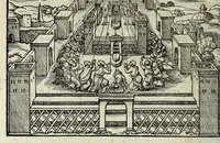 An illustration from Ierusalem, vetustissima illa et celeberrima totius mundi ciuitas : ex sacris literis et approbatis historicis ad unguem descripta : una cum orthodoxis figurae ac ueritatis explicationibus, iuxta scripturarum Veteris ac Noui Testamenti accuratam collationem : ac quaenam huius urbis, templique & omnium aliorum, tam intra quàm extra moenia locorum atque gestorum mystica sit repraesentatio : quid etiam peregrina propria nomina in tota passim histoira commemorata, signifcent at[que] denotent (1563)