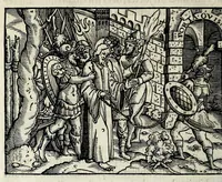 An illustration from Ierusalem, vetustissima illa et celeberrima totius mundi ciuitas : ex sacris literis et approbatis historicis ad unguem descripta : una cum orthodoxis figurae ac ueritatis explicationibus, iuxta scripturarum Veteris ac Noui Testamenti accuratam collationem : ac quaenam huius urbis, templique & omnium aliorum, tam intra quàm extra moenia locorum atque gestorum mystica sit repraesentatio : quid etiam peregrina propria nomina in tota passim histoira commemorata, signifcent at[que] denotent (1563)