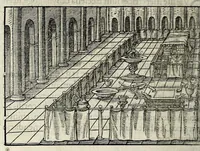 Picture 6 of 29 from Ierusalem, vetustissima illa et celeberrima totius mundi ciuitas : ex sacris literis et approbatis historicis ad unguem descripta : una cum orthodoxis figurae ac ueritatis explicationibus, iuxta scripturarum Veteris ac Noui Testamenti accuratam collationem : ac quaenam huius urbis, templique & omnium aliorum, tam intra quàm extra moenia locorum atque gestorum mystica sit repraesentatio : quid etiam peregrina propria nomina in tota passim histoira commemorata, signifcent at[que] denotent (1563), leaf 90