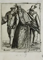 An illustration from Il carnevale italiano mascherato : que si veggono in figura varie inuentione de capritii (1642)