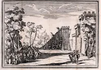 An illustration from Il Greco in Troia, festa teatrale rappresentata in Firenze per le nozze de' serenissimi sposi Ferdinando terzo principe di Toscana, e Violante Beatrice principessa di Baviera (1688)