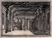 An illustration from Il Greco in Troia, festa teatrale rappresentata in Firenze per le nozze de' serenissimi sposi Ferdinando terzo principe di Toscana, e Violante Beatrice principessa di Baviera (1688)