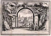 An illustration from Il Greco in Troia, festa teatrale rappresentata in Firenze per le nozze de' serenissimi sposi Ferdinando terzo principe di Toscana, e Violante Beatrice principessa di Baviera (1688)