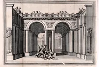 An illustration from Il Greco in Troia, festa teatrale rappresentata in Firenze per le nozze de' serenissimi sposi Ferdinando terzo principe di Toscana, e Violante Beatrice principessa di Baviera (1688)