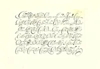 An illustration from Il libro primo di cancellaresche, corsiue, mercantile et diuerse maniere di lettere bastarde (1620)