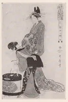 An illustration from Illustated catalogue of Japanese color prints : the famous collection of the late Alexis Rouart of Paris, France, together with a selection from the collection of the Vicomte de Sartiges, and a few prints from another Parisian collection (1922)